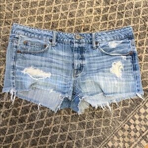 American Eagle Outfitters Ripped Light Blue Jean Shorts